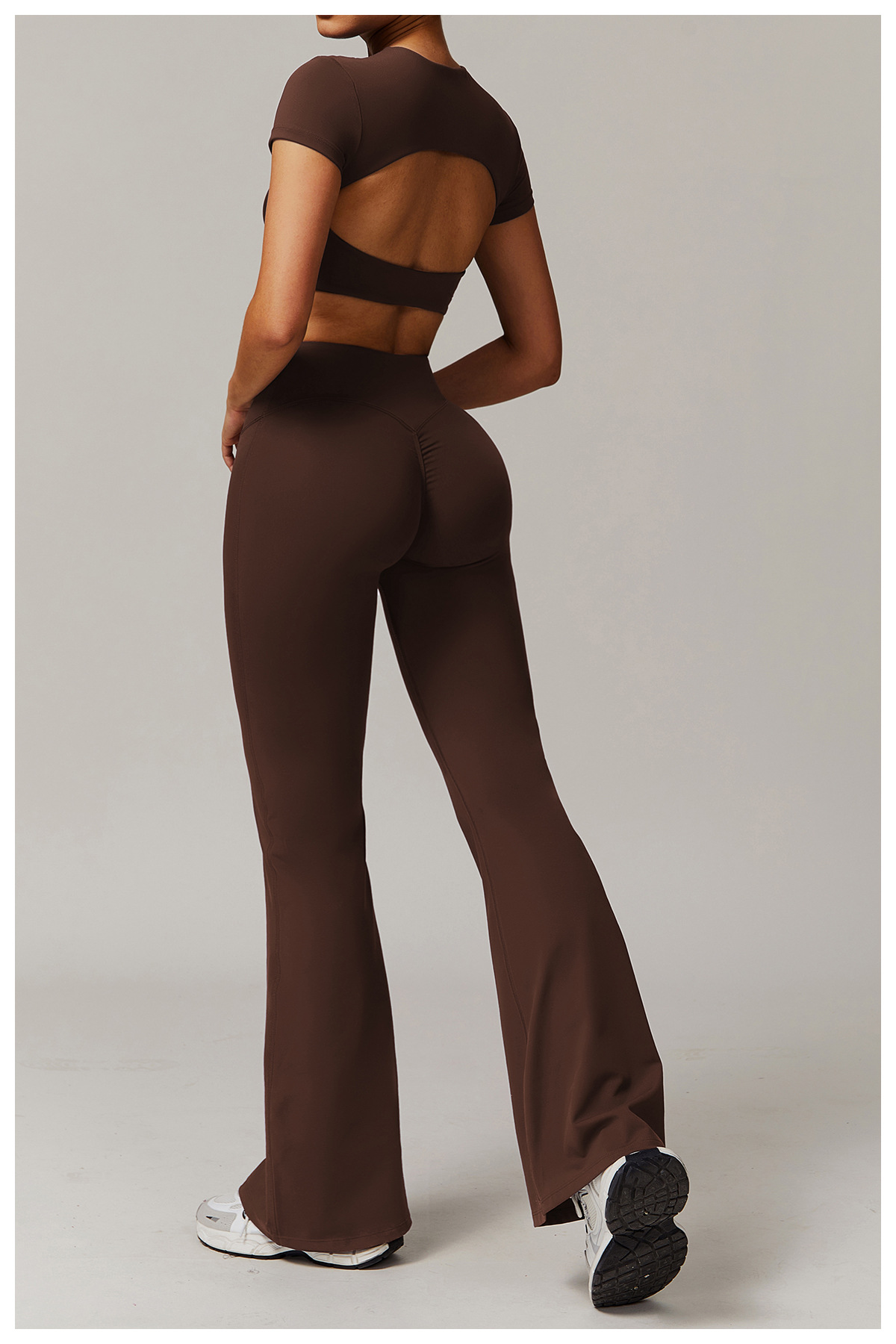 Women's Short - Sleeve Crop Top & Flared Pants Set