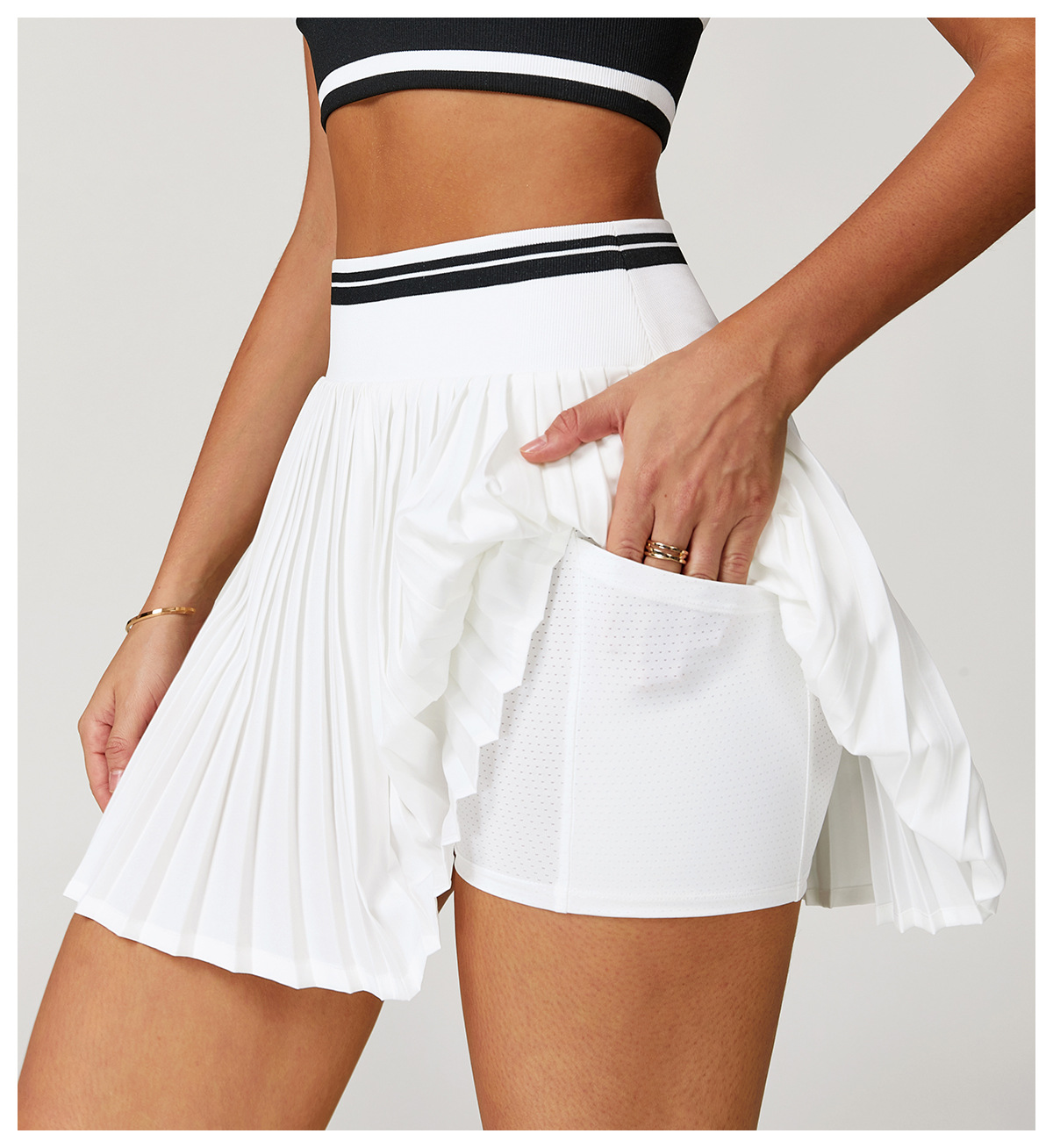 Color - Block Pleated Tennis Skirt