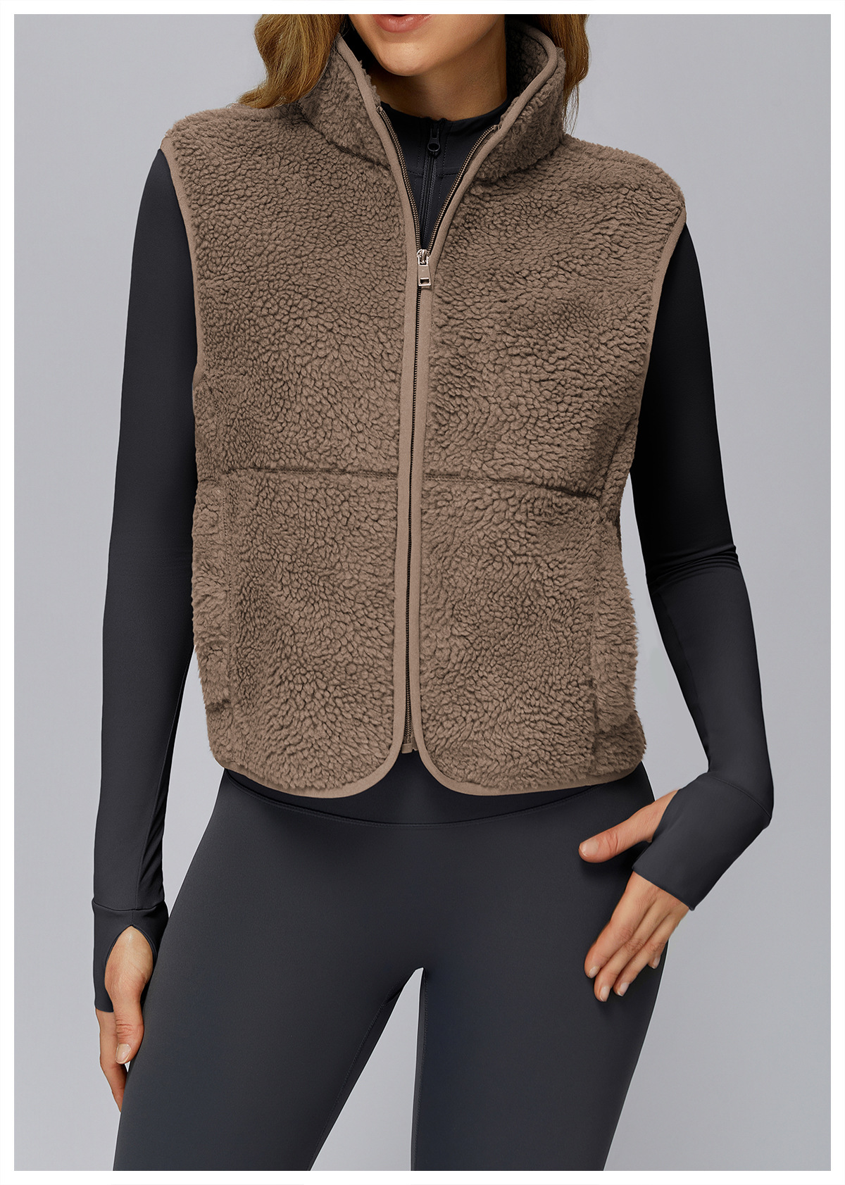Autumn & Winter Fleece - Lined Stand - Collar Sports Vest