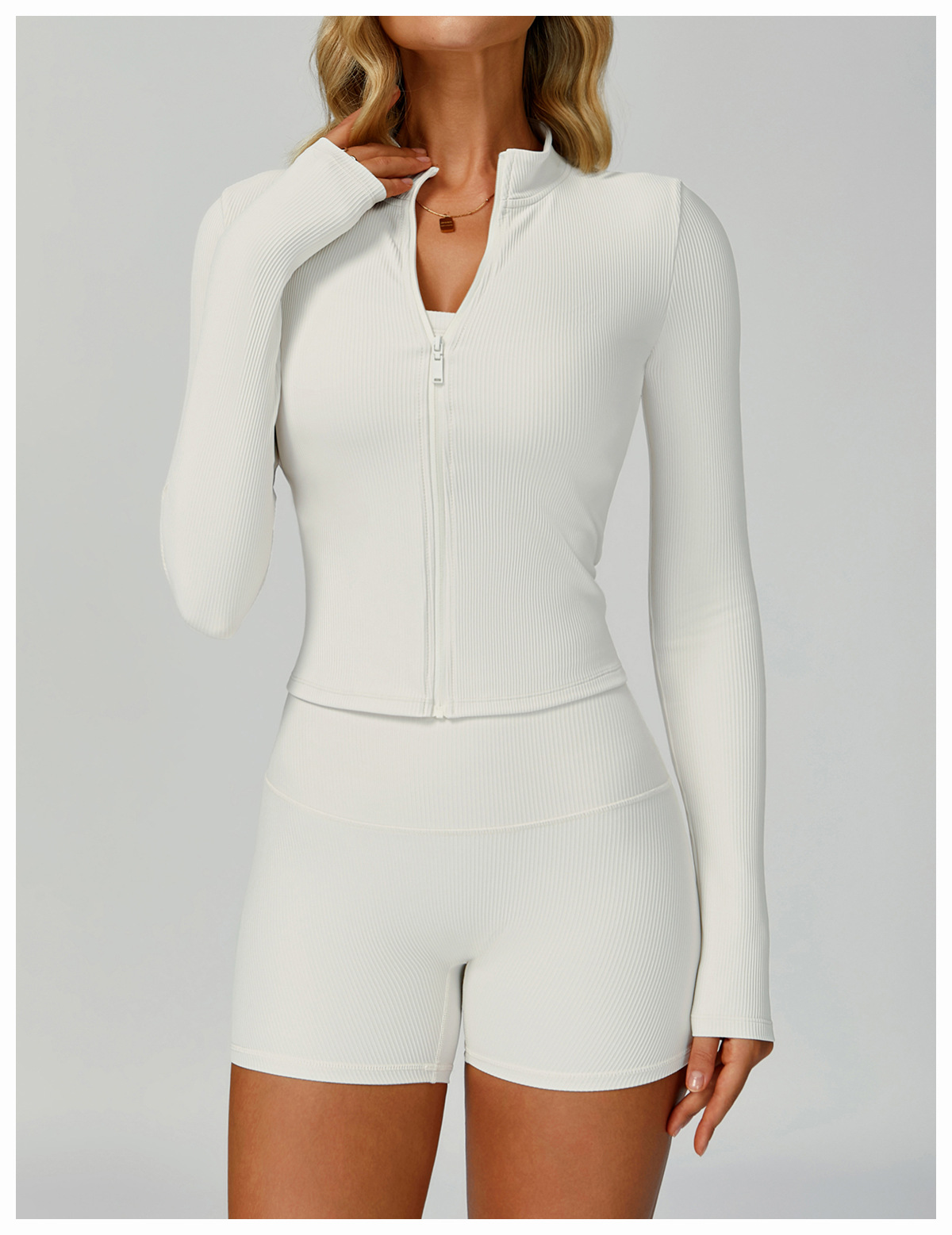 Ribbed Stand - Collar Yoga Jacket