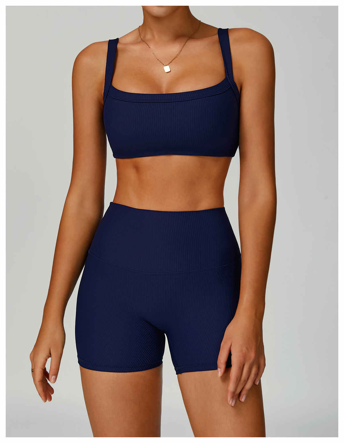 Ribbed Double - Strap Yoga Sports Bra