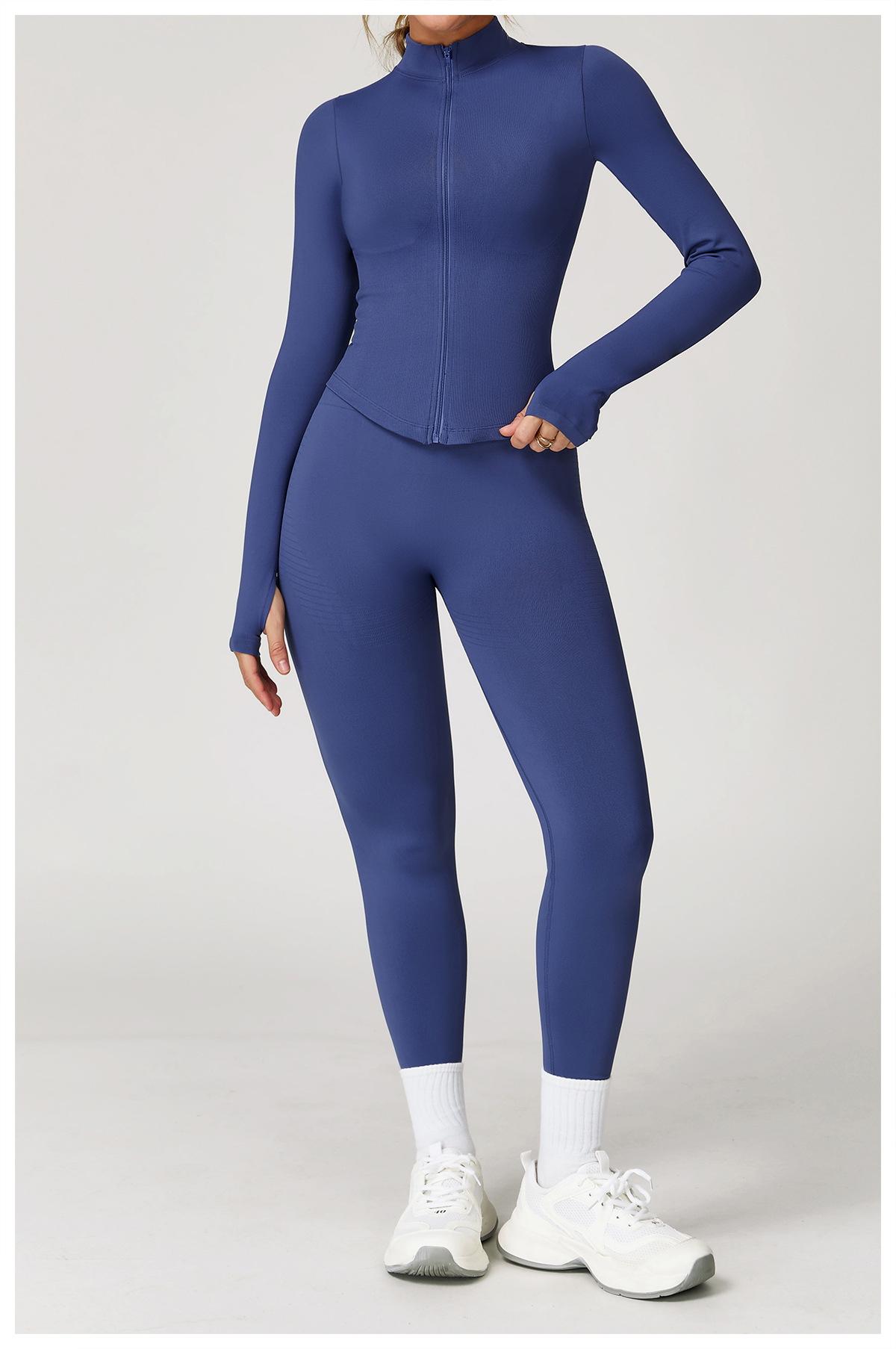 Seamless Knit Long - Sleeve Top & Leggings Yoga Set
