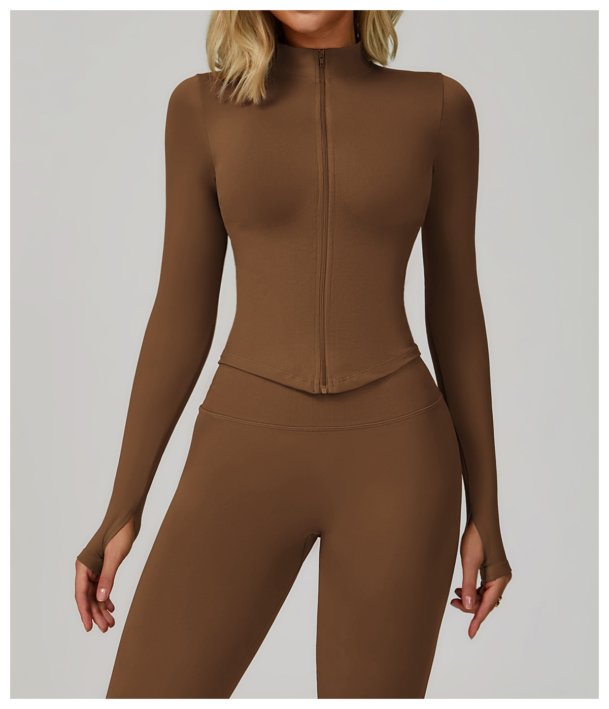 Stand - Collar Zip - Up Yoga Jacket
