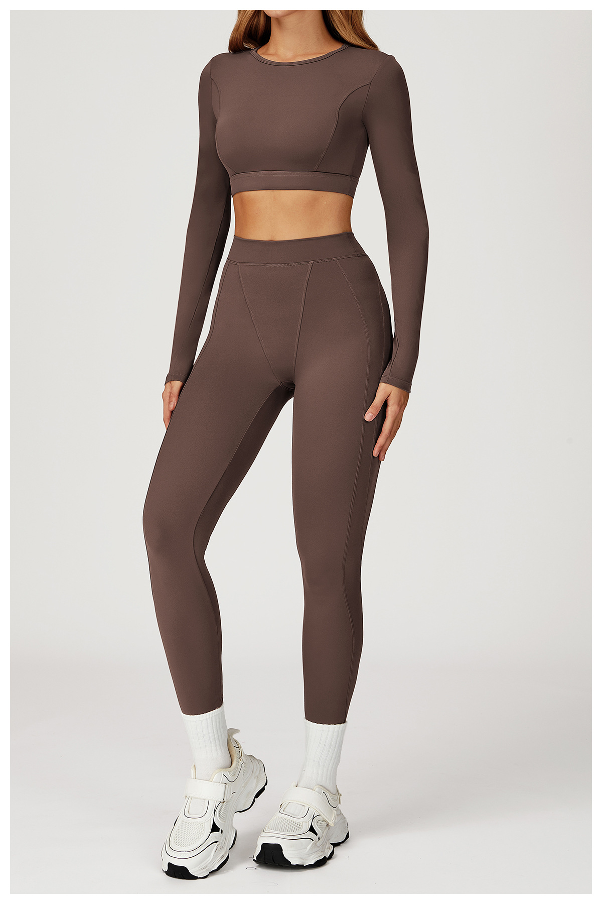 Long - Sleeve Crop Top & Leggings Yoga Set