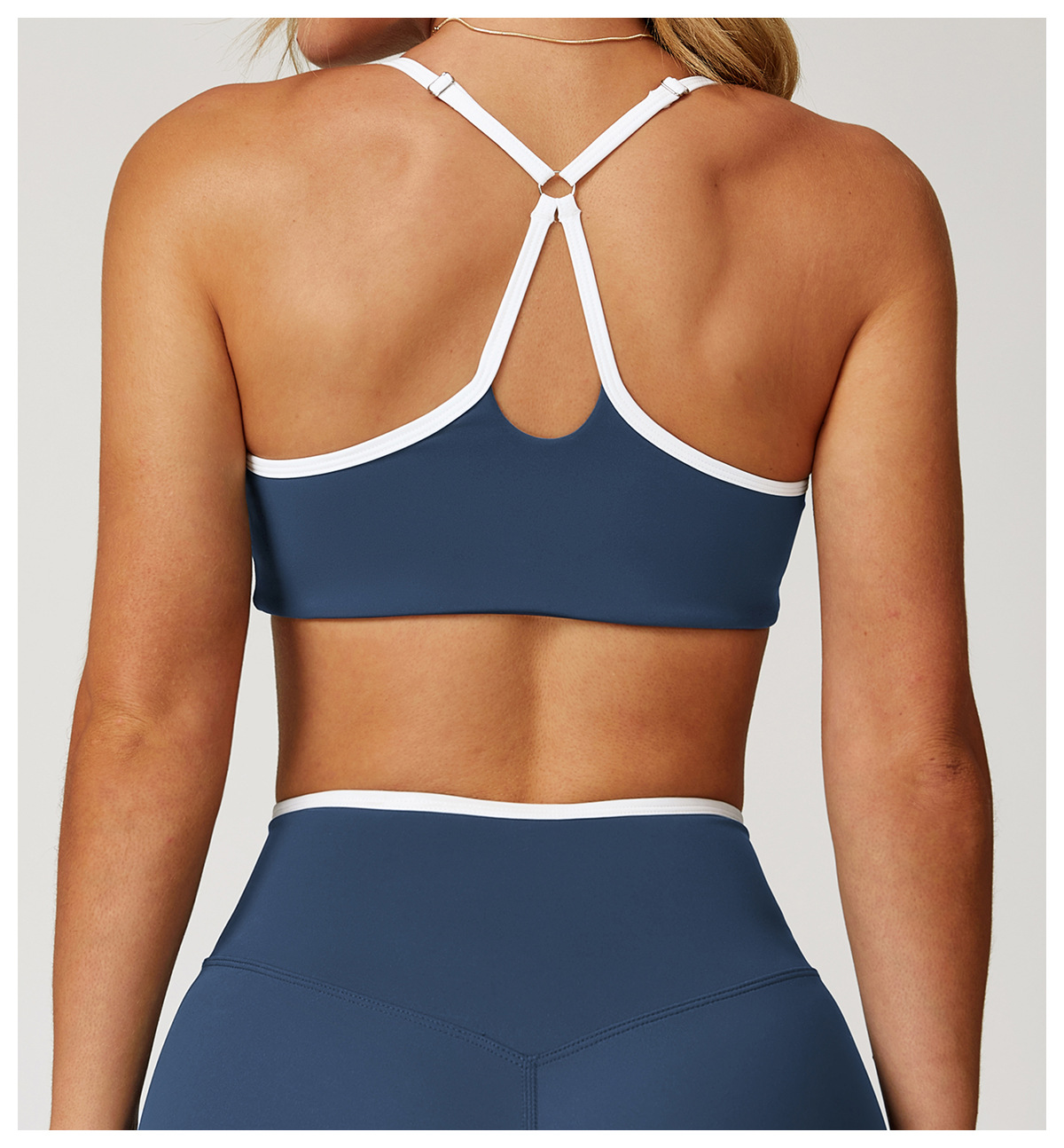 Cut - Out Back Contrast - Trim Yoga Bra