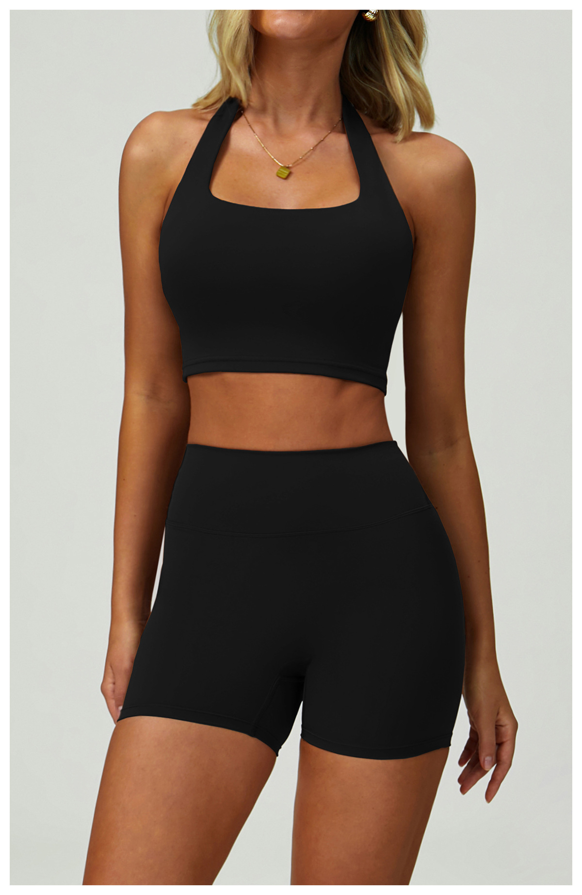 Halter Neck Sports Bra with Open Back