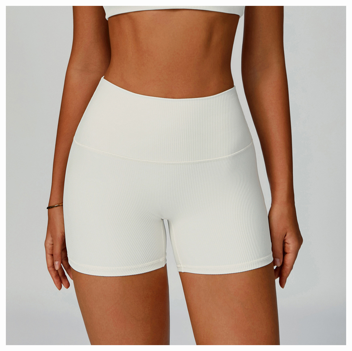 Ribbed High - Waist Yoga Shorts
