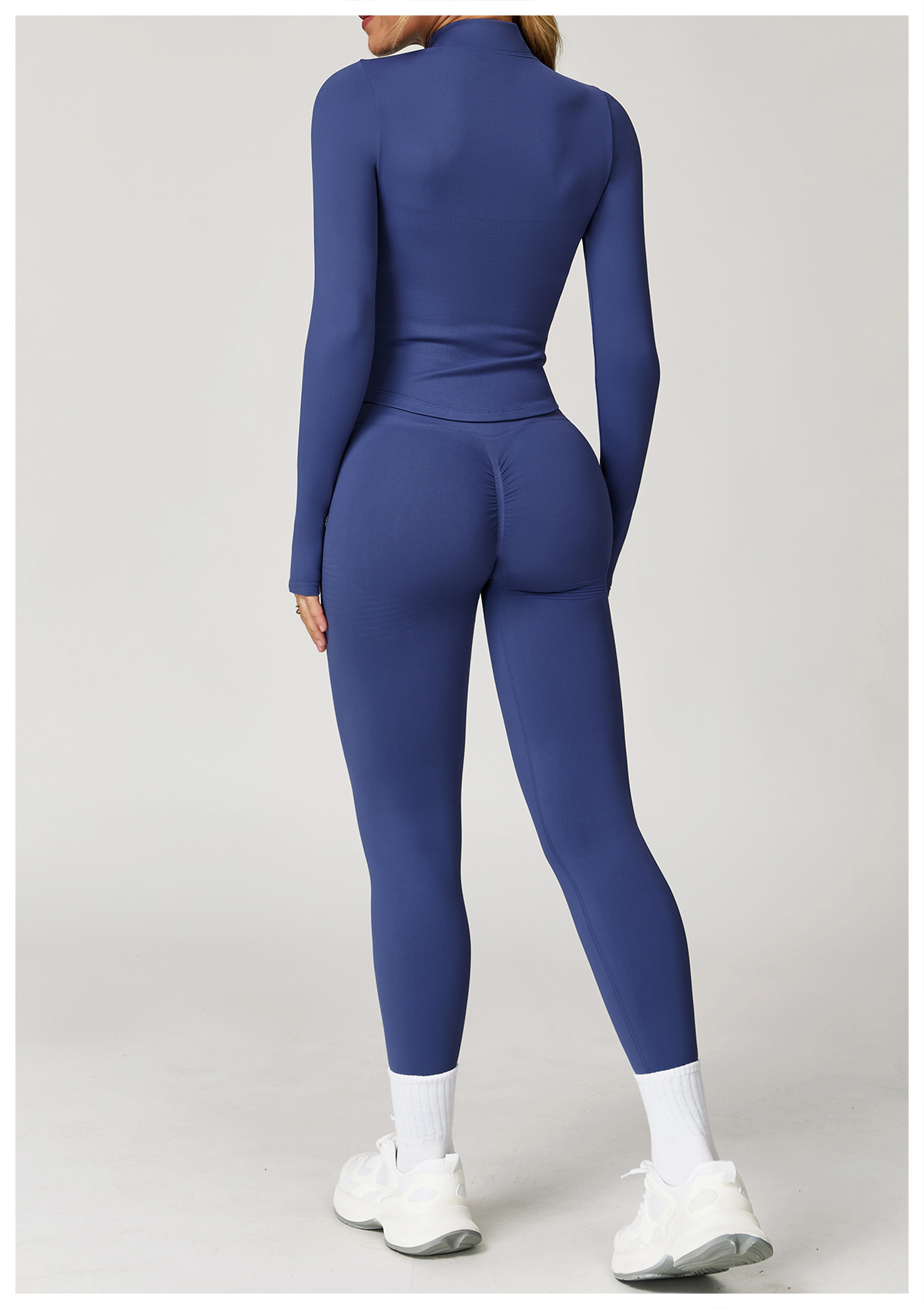 Seamless Knit Long - Sleeve Top & Leggings Yoga Set