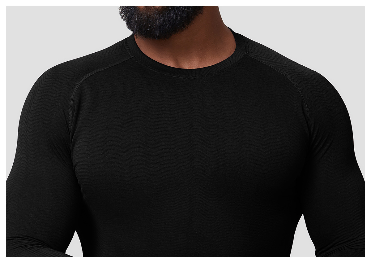 Men's Seamless Jacquard Slim - Fit Sports & Leisure Long - Sleeve Top