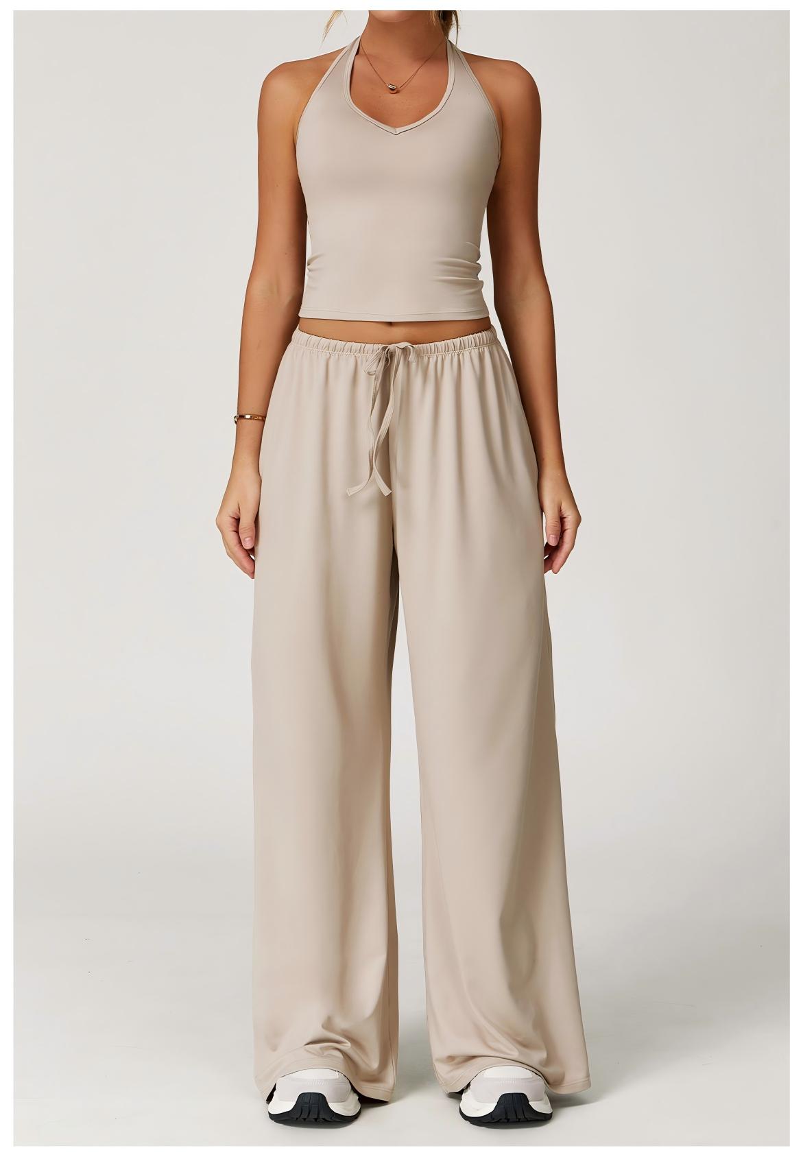 Racerback Tank Top & Wide - Leg Pants Set
