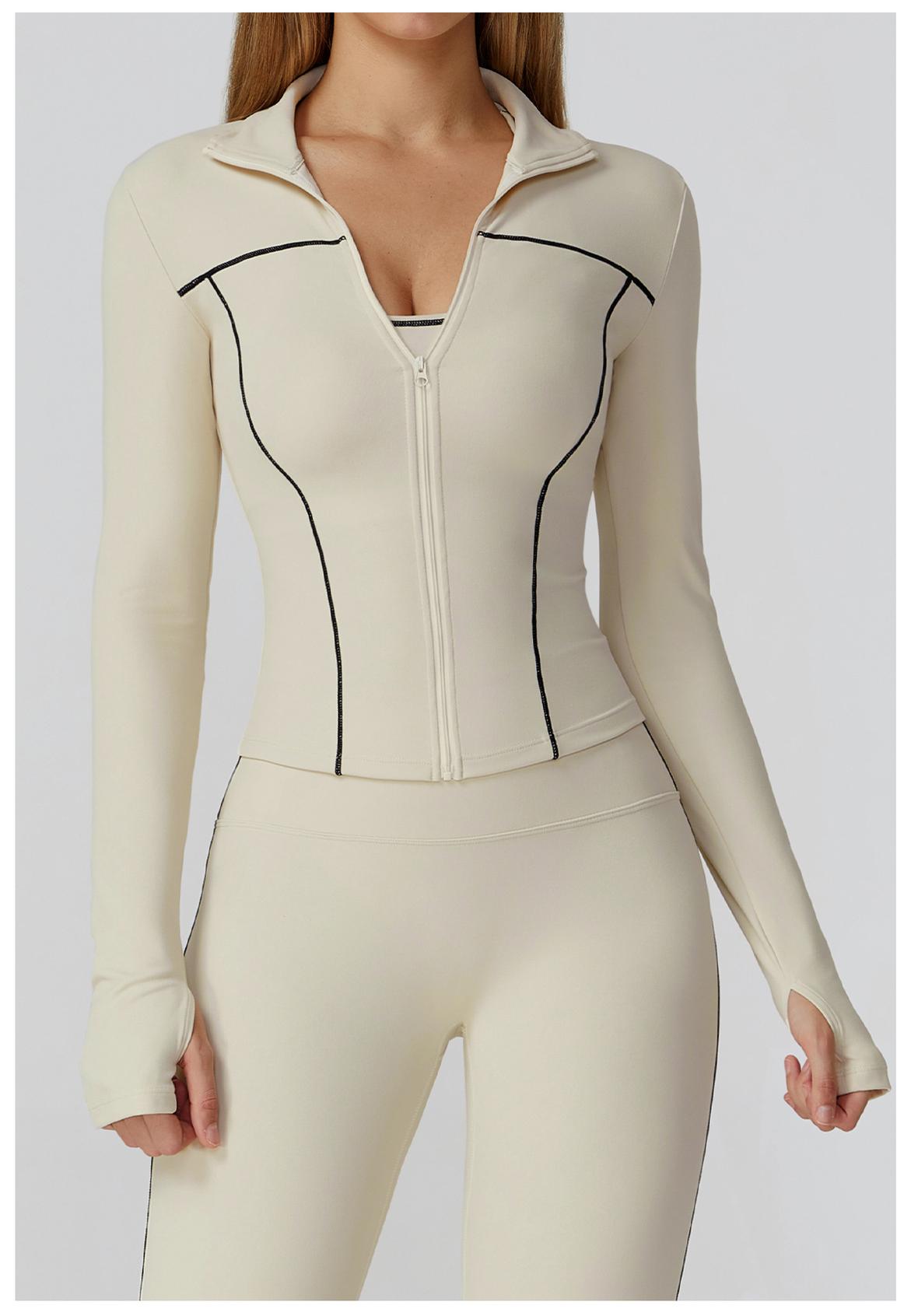 Contrast Brushed Yoga Zip - Up Jacket