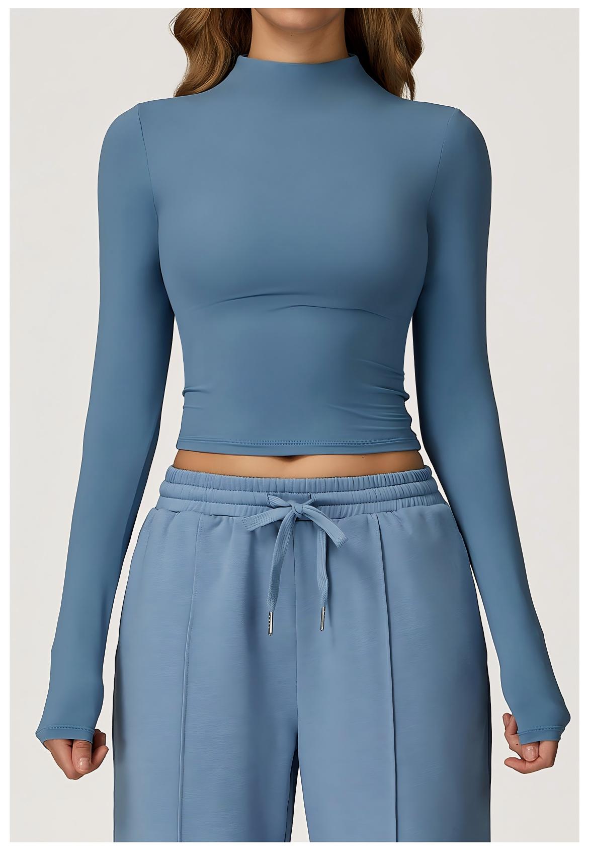 High - Neck Long - Sleeve Fitness Top