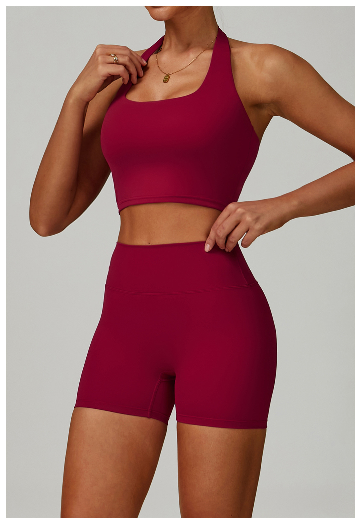 Halter Neck Sports Bra with Open Back