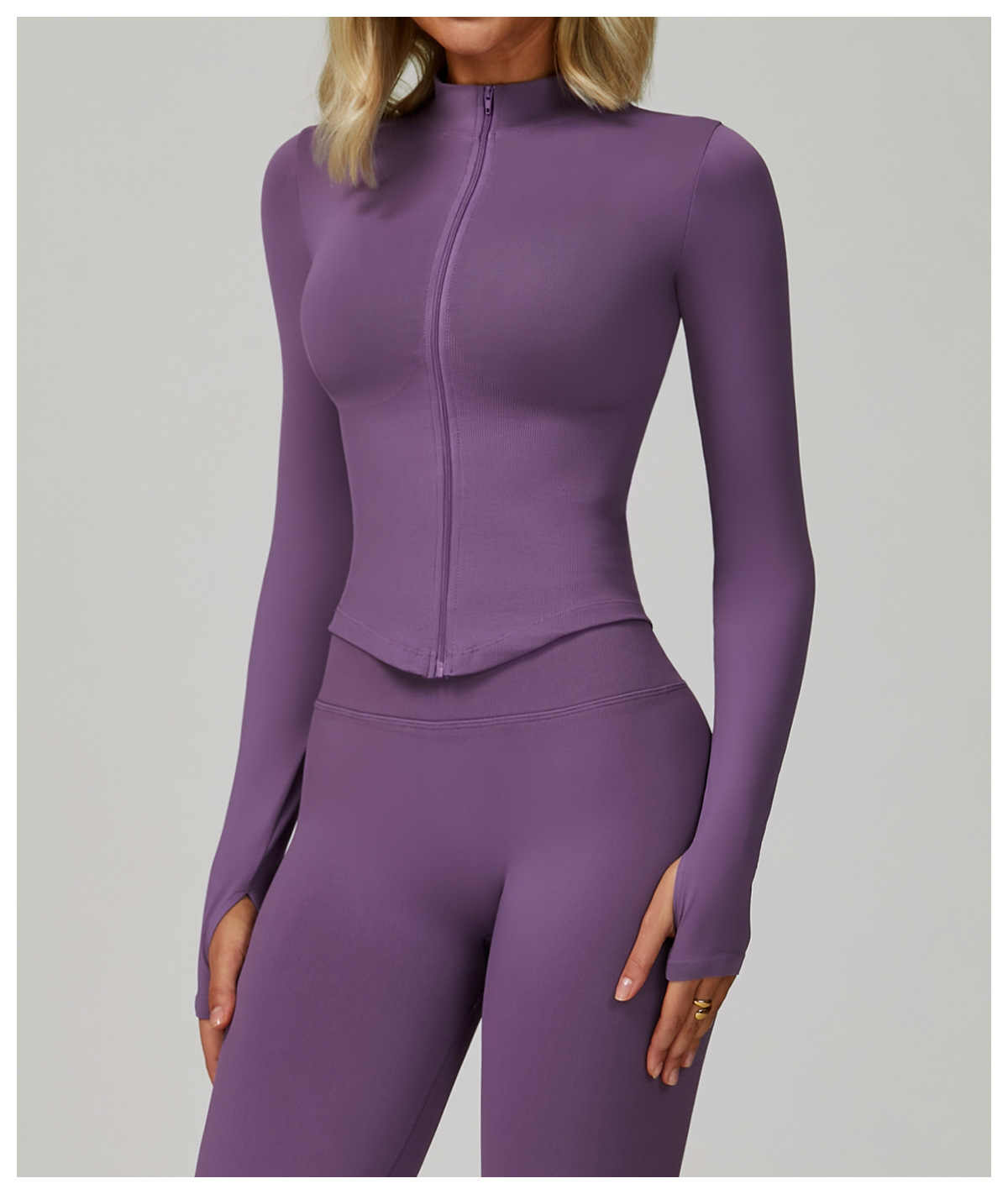 Stand - Collar Zip - Up Yoga Jacket