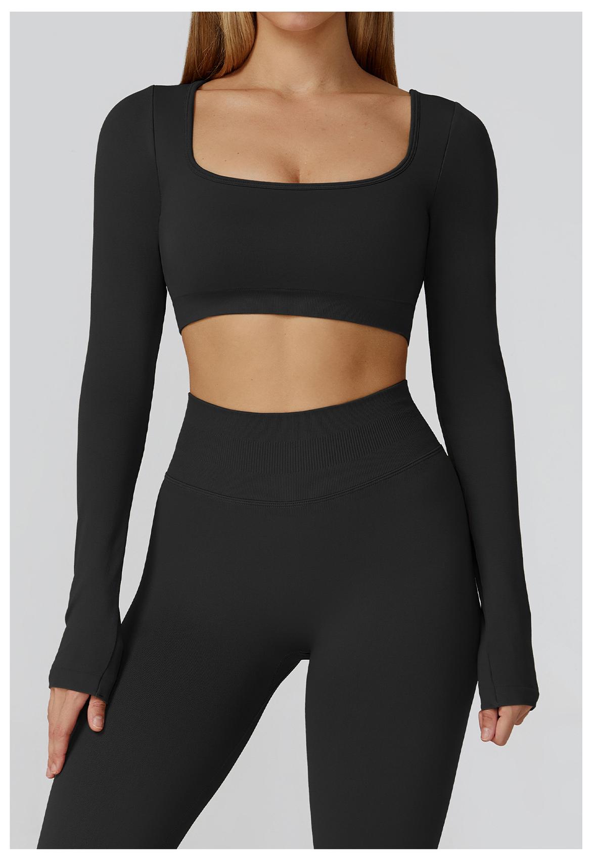 Slim Seamless Cutout Back Yoga Long - Sleeve Top