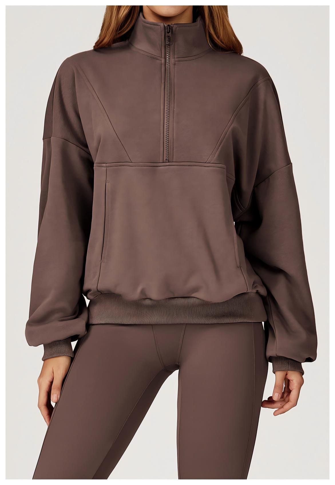 Warm Half - Zip Casual Sweatshirt