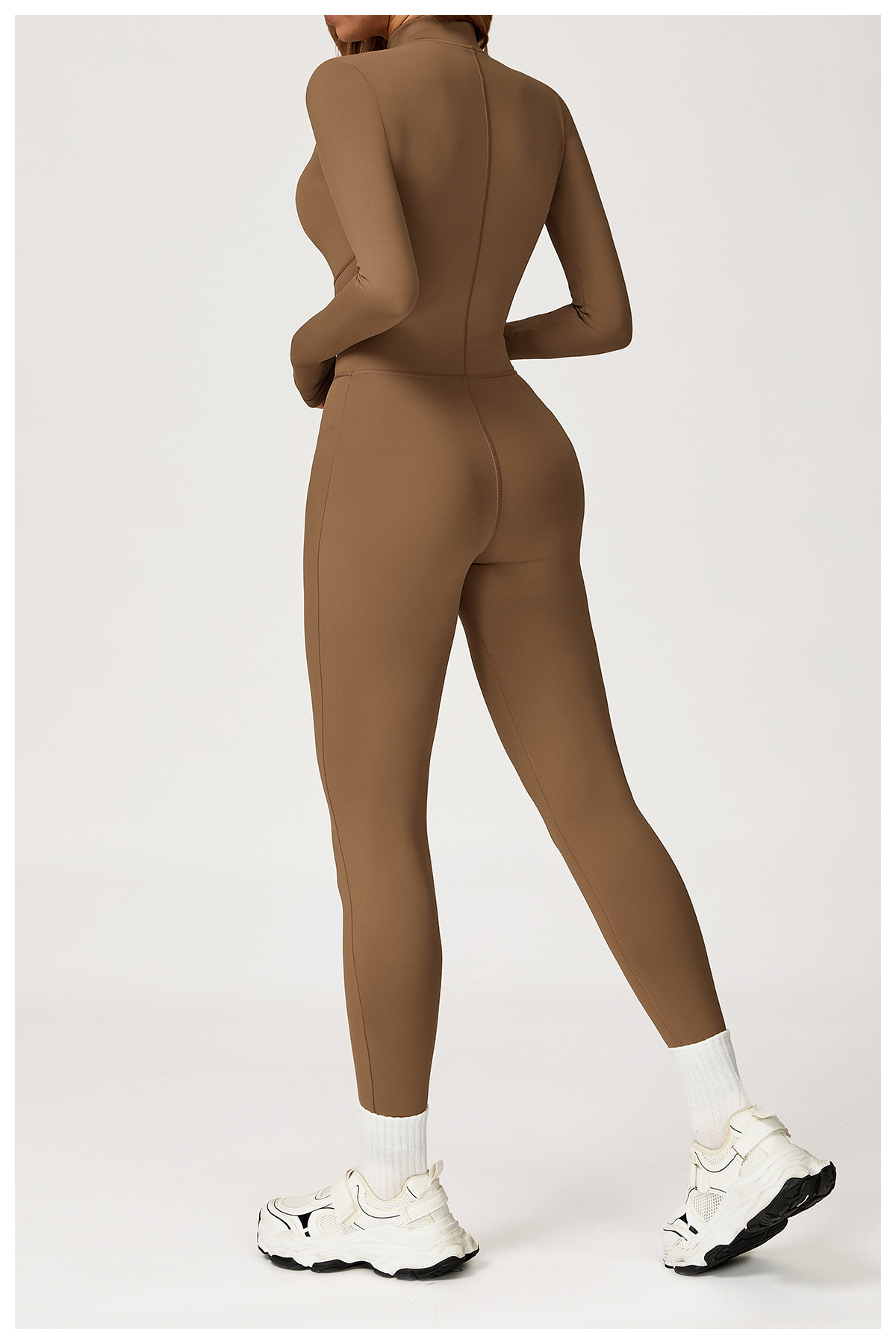 Turtleneck Zip - Up Long - Sleeve Jumpsuit