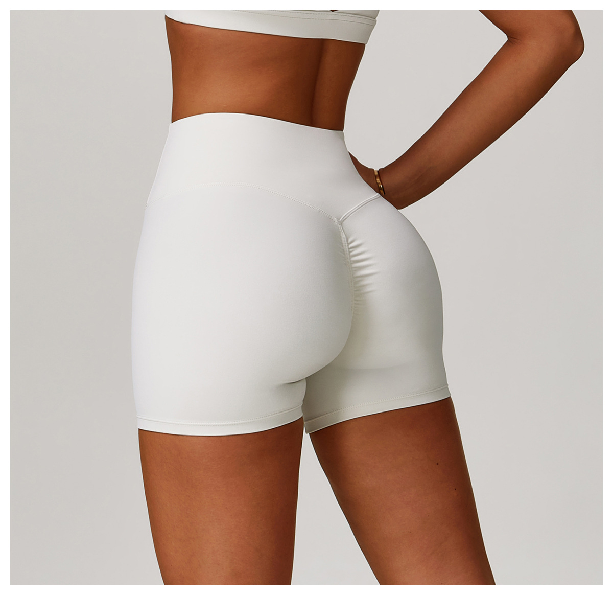 High-Waisted White Yoga Shorts
