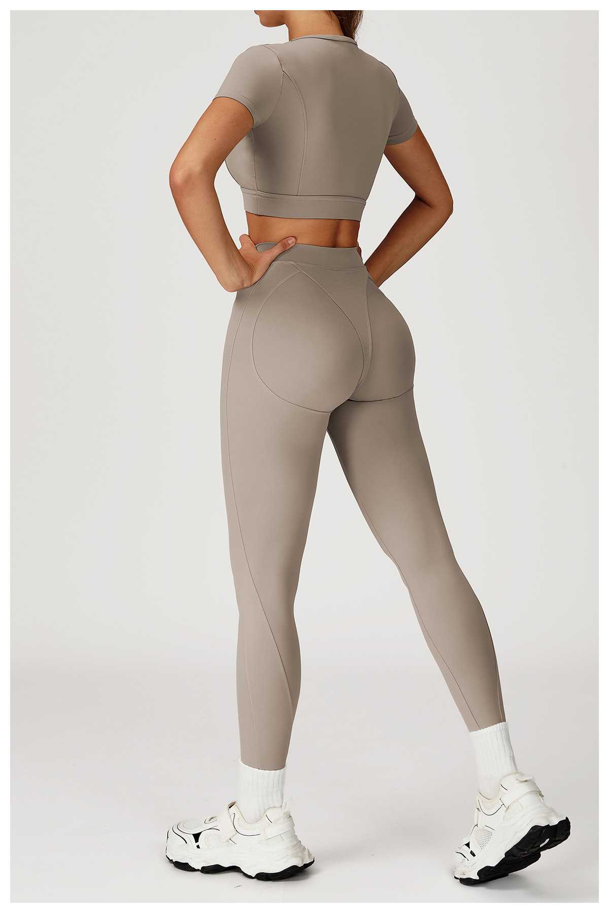 Crew Neck Crop Top & Leggings Yoga Set