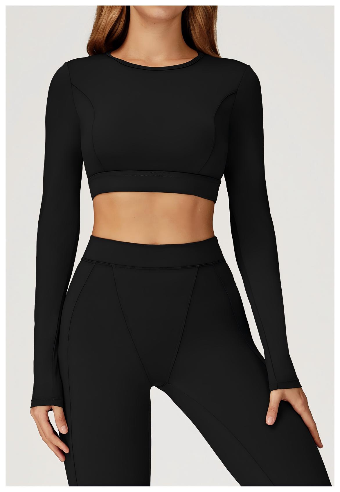 Fitted Crew Neck Long - Sleeve Yoga Top