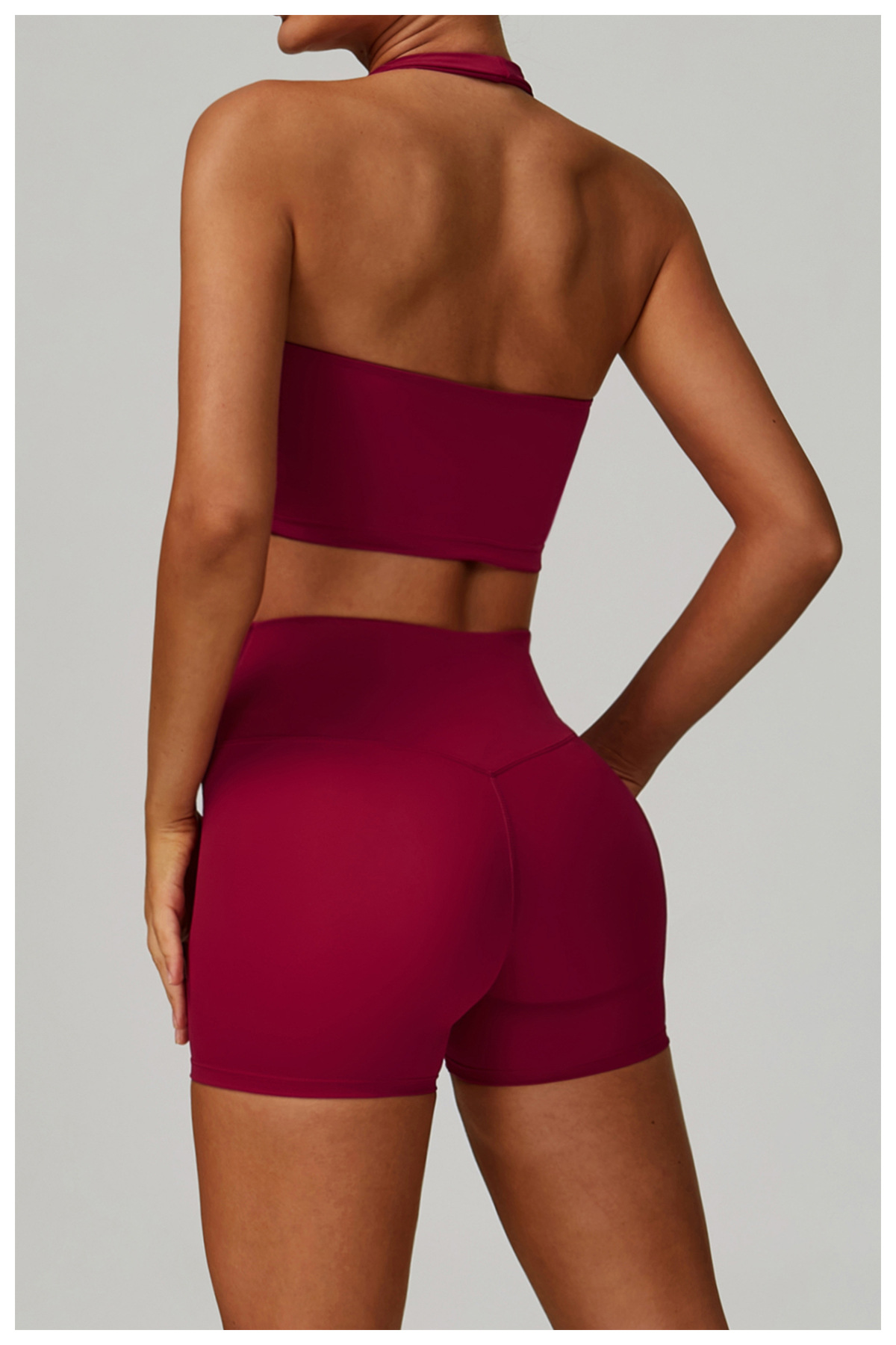 Halter Neck Sports Bra with Open Back