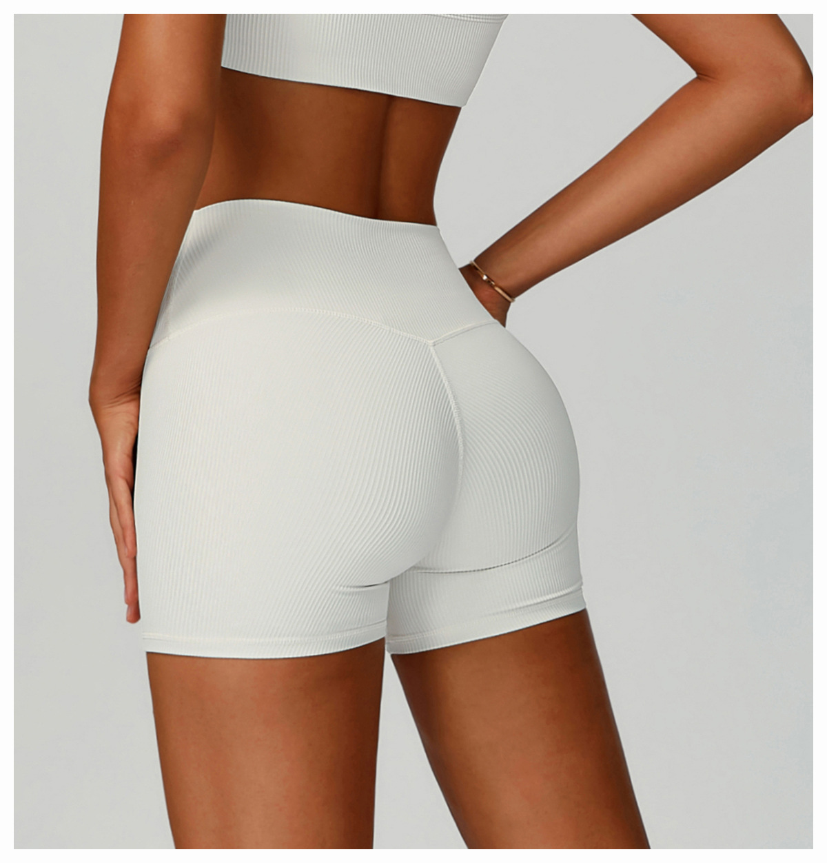 Ribbed High - Waist Yoga Shorts