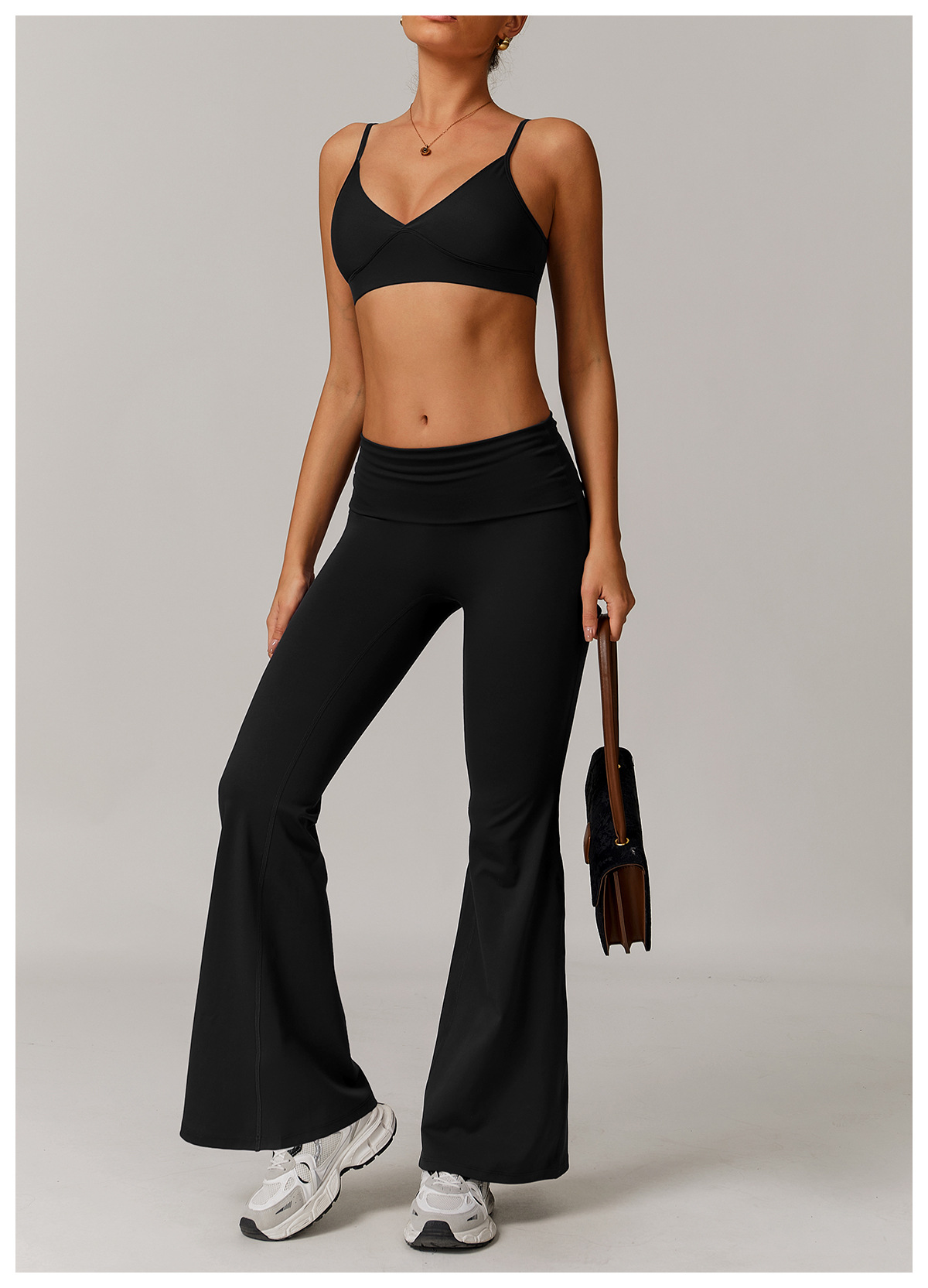 Eco - Friendly Fold - Over Waist Flare Yoga Pants