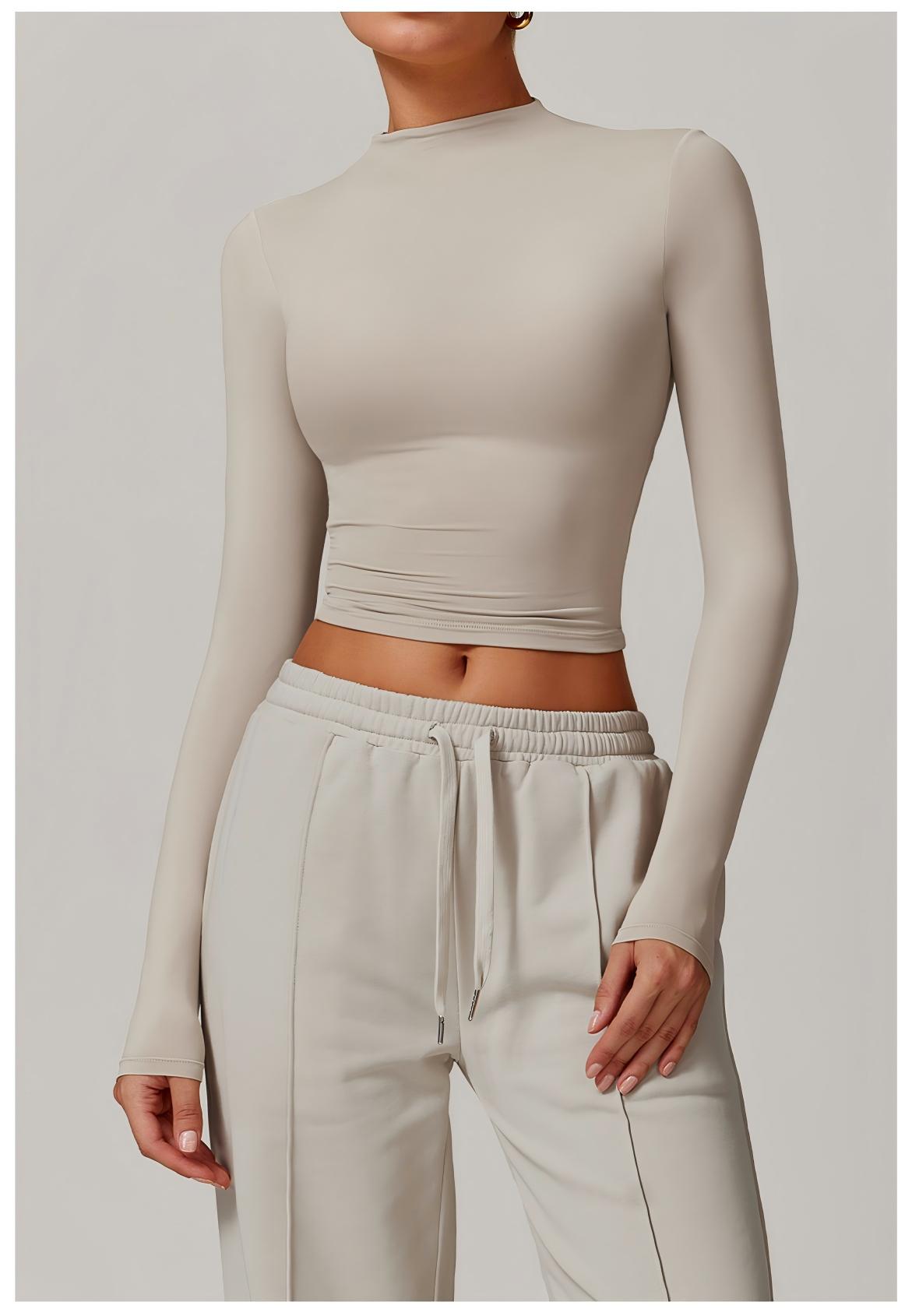 High - Neck Long - Sleeve Fitness Top
