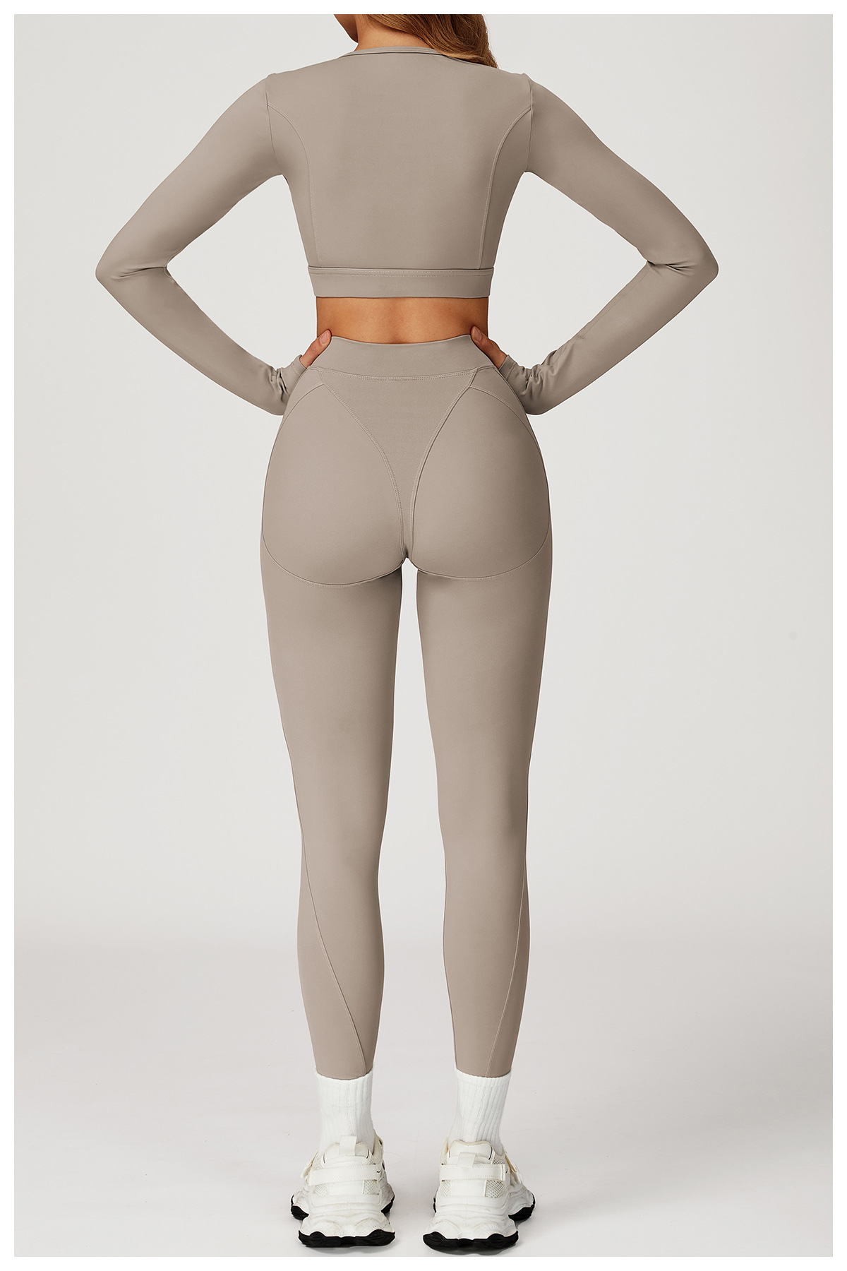 Long - Sleeve Crop Top & Leggings Yoga Set