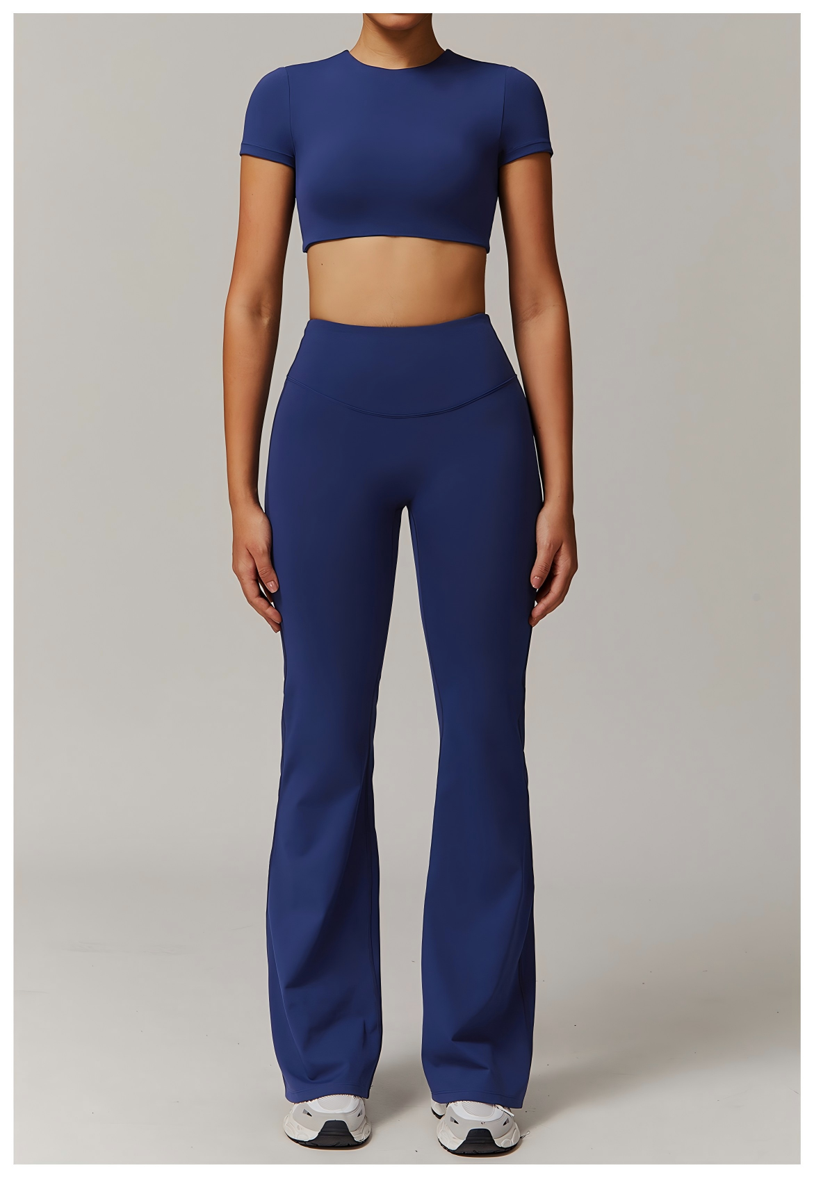 Women's Short - Sleeve Crop Top & Flared Pants Set