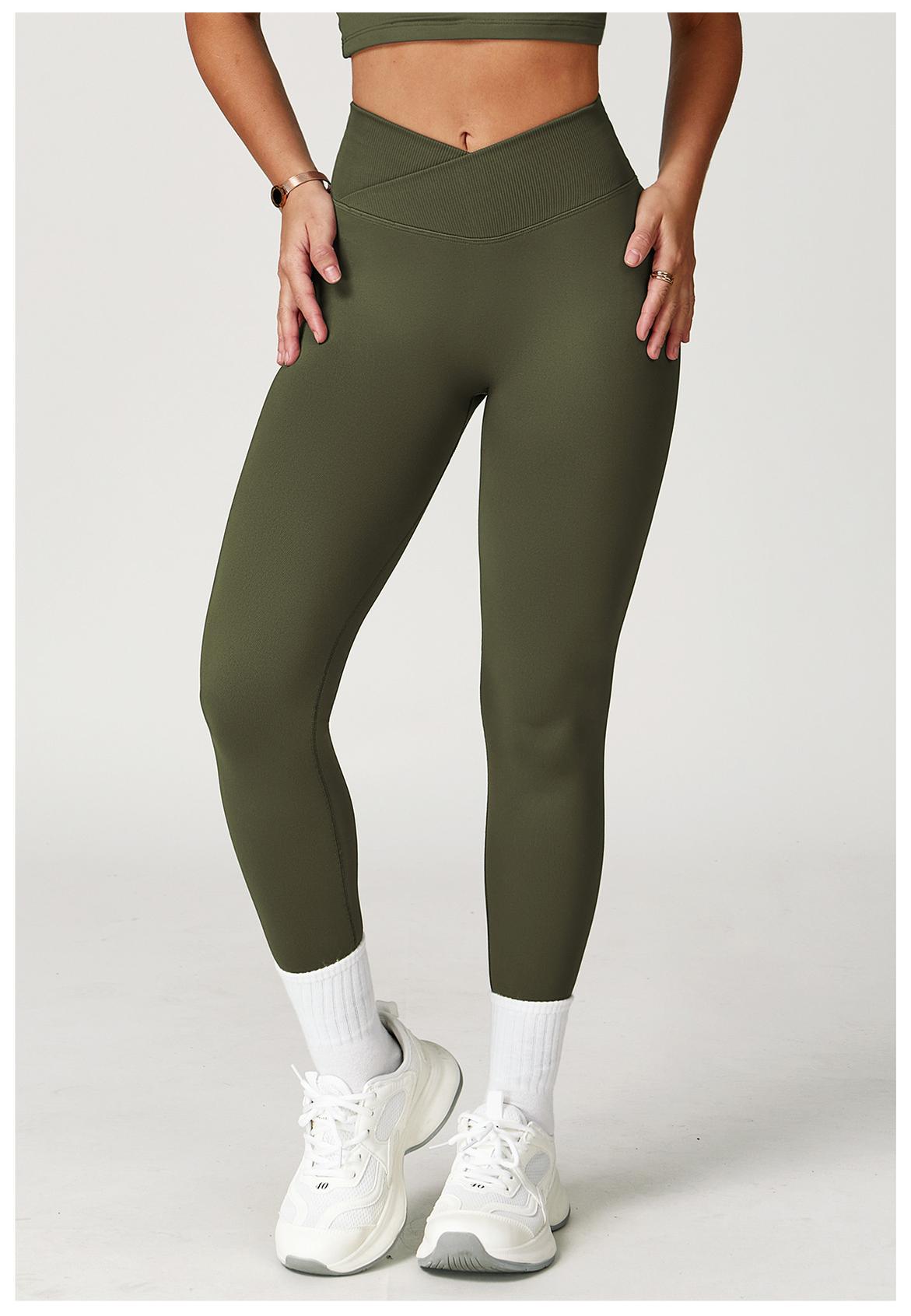 Peach - Hip Seamless Cross - Waist Yoga Leggings