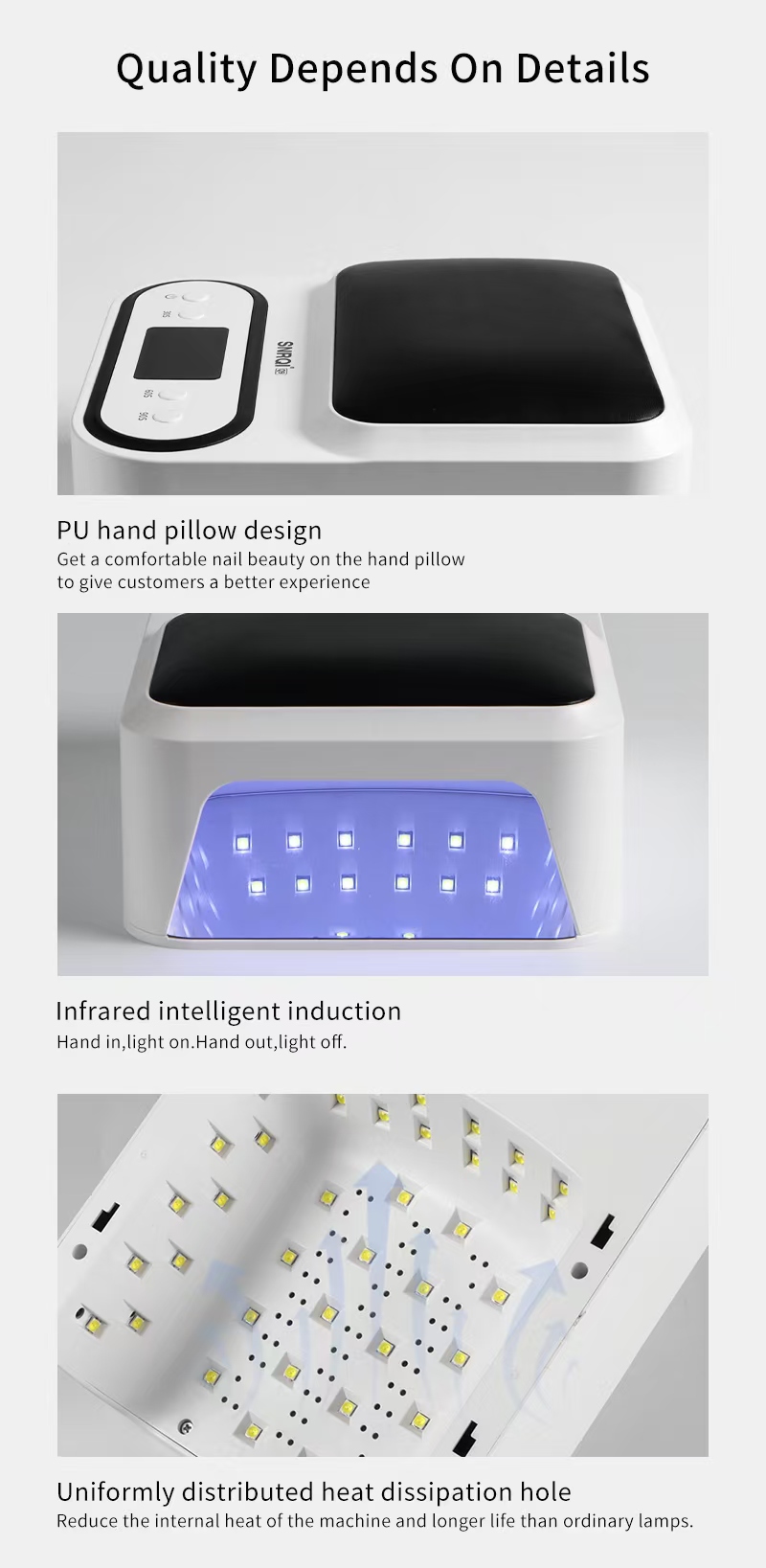 Lampe à ongles rechargeable avec coussin pour main