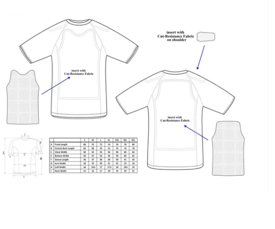 Camiseta Básica com Armadura , proteção contra facadas e proteção contra corte