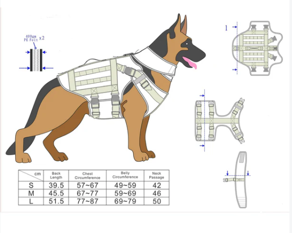 Colete K 9 Proteção contra facadas de cães , contra cortes Proteção contra mordidas