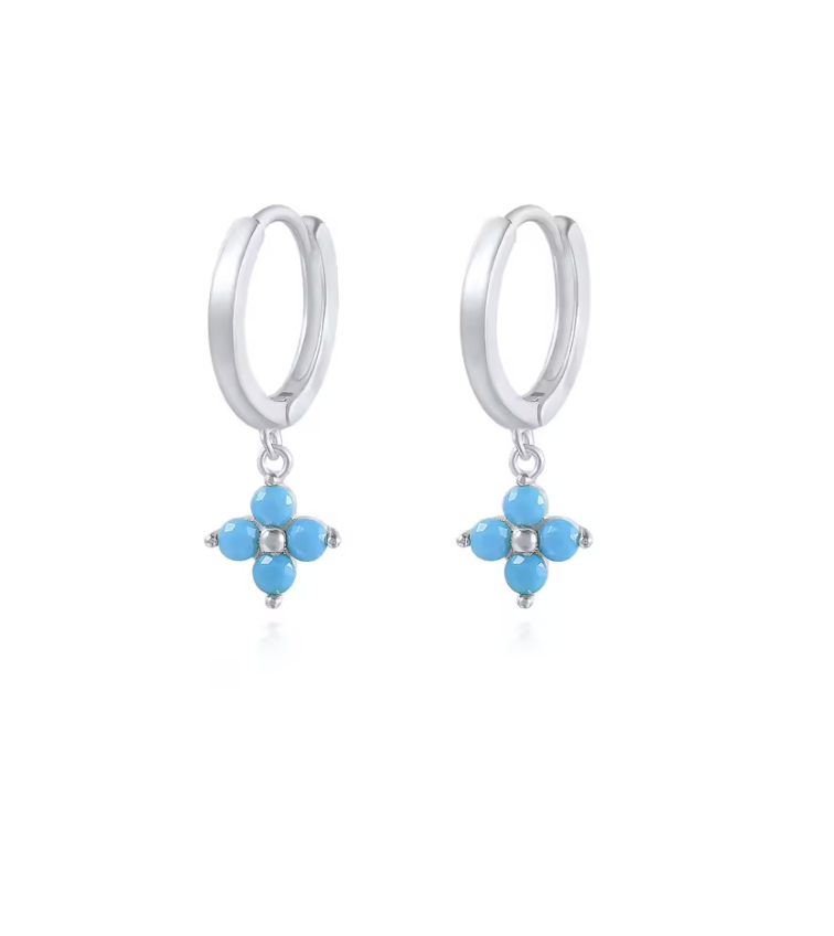 Silver Earrings Blue