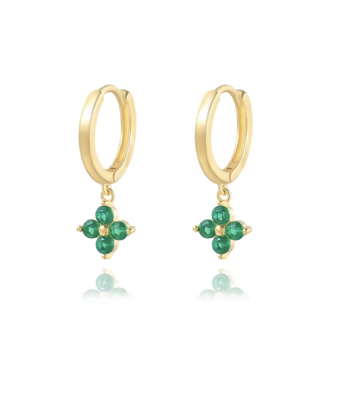 18K Gold-plated Earrings Green