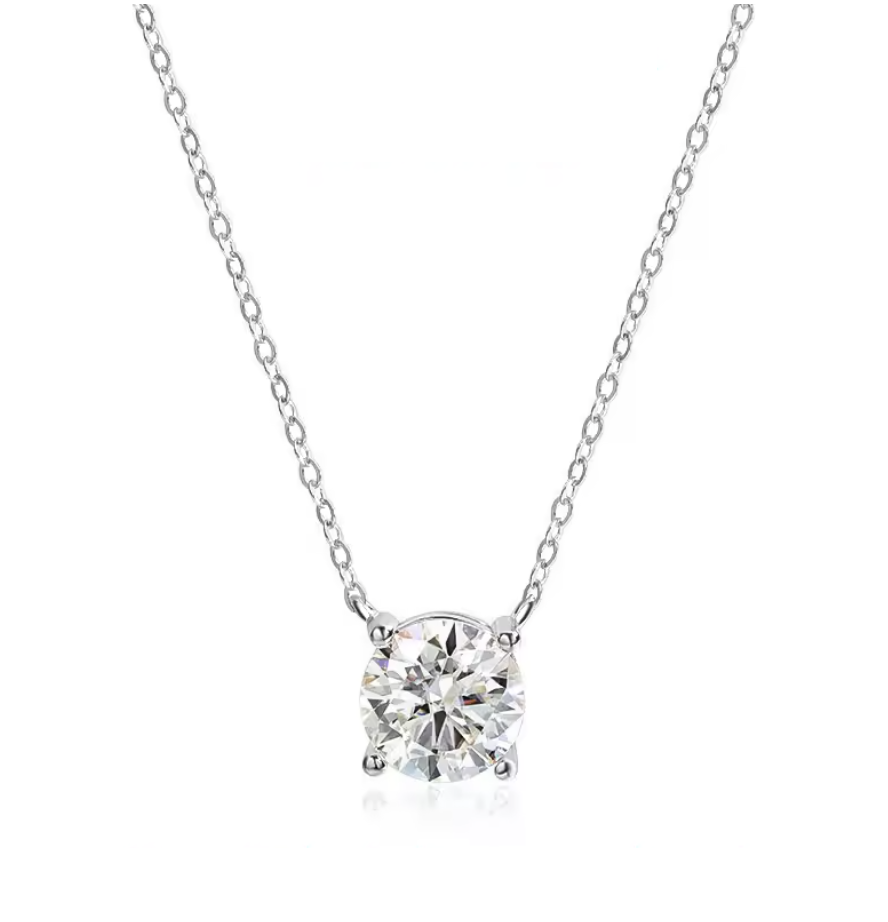 White Solitaire Necklace VVS1