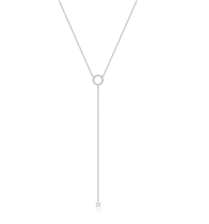 Shiny Silver Y Necklace