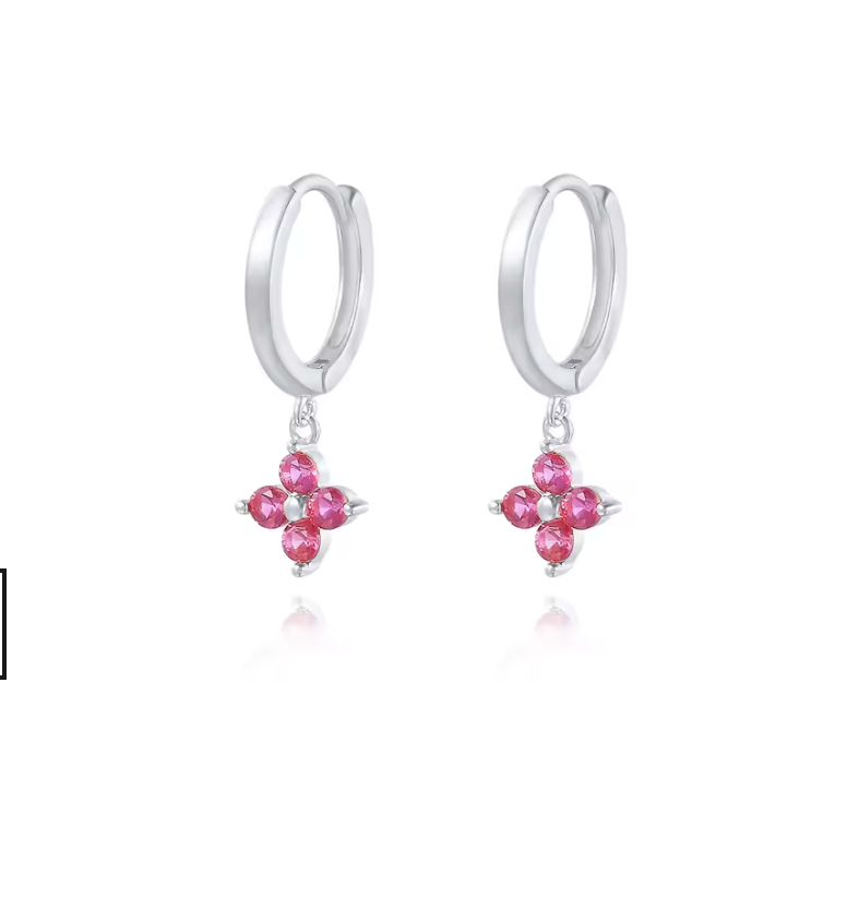 Silver Earrings Pink
