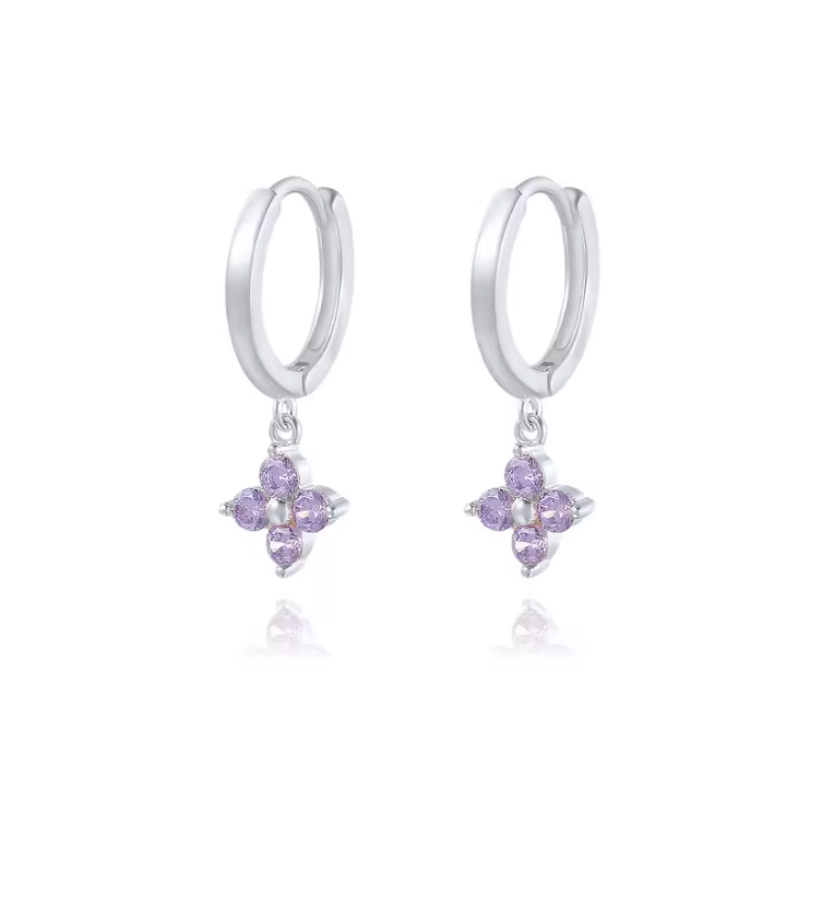Silver Earrings Purple