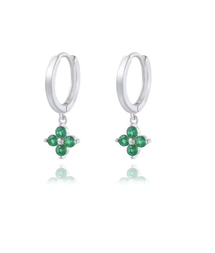 Silver Earrings Green