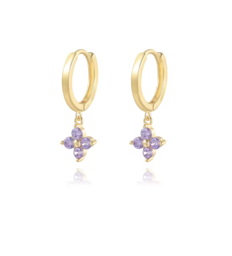 18K Gold-plated Earrings Purple