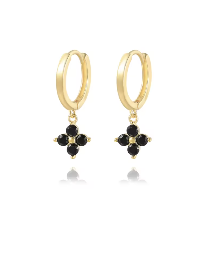 18K Gold-plated Earrings Black