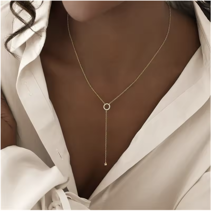 Shiny Golden Silver Y Necklace