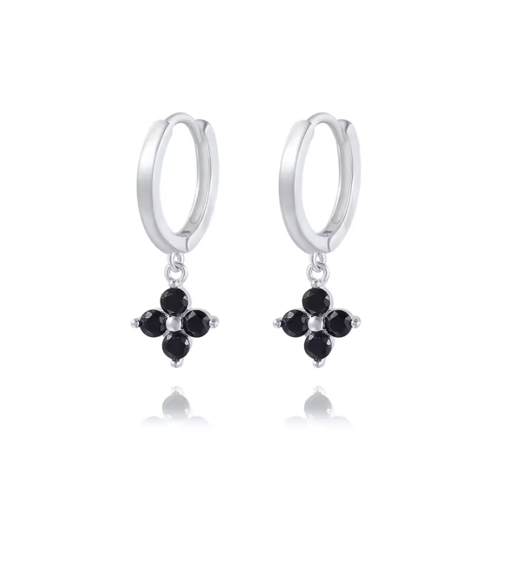Silver Earrings Black