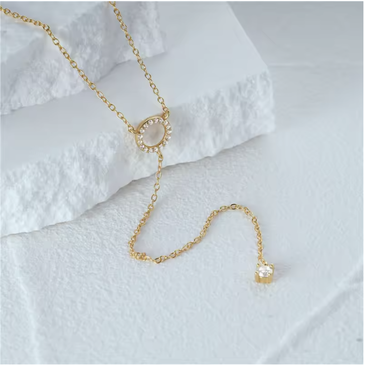 Shiny Golden Silver Y Necklace