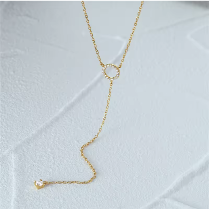 Shiny Golden Silver Y Necklace