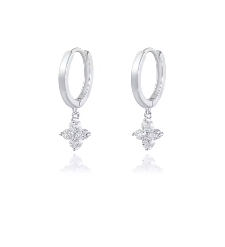 Silver Earrings White