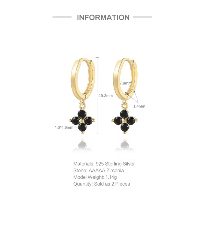 18K Gold-plated Earrings Black