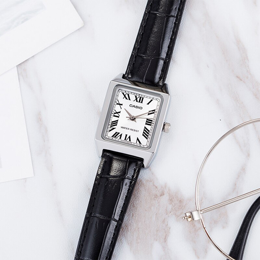 Relógio de couro feminino Casio LTP-V007L-7B1UDF